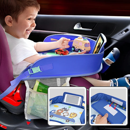 Générique Plateau Auto Enfant,Plateau De Siège Auto Bébé Table De Voyage Pliable | Bureau Repliable Sur Les Genoux Avec Sangles Réglables Pour Activités Extérieures Et En Voiture